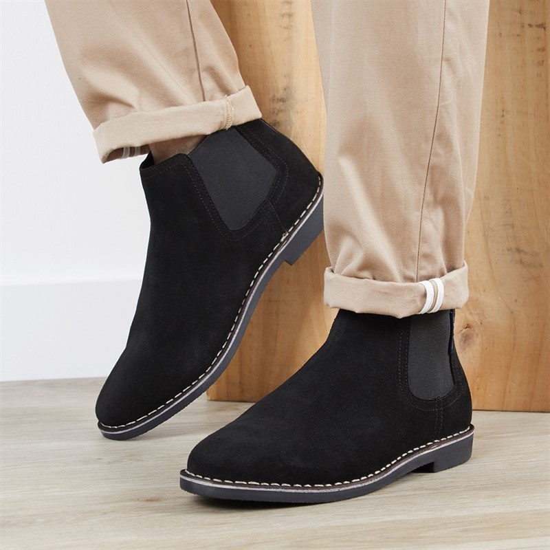 Ben Sherman Mens Garcia Suede Chukka Chelsea Boots Black - Image 1