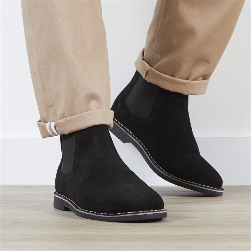 Ben Sherman Mens Garcia Suede Chukka Chelsea Boots Black - Image 2