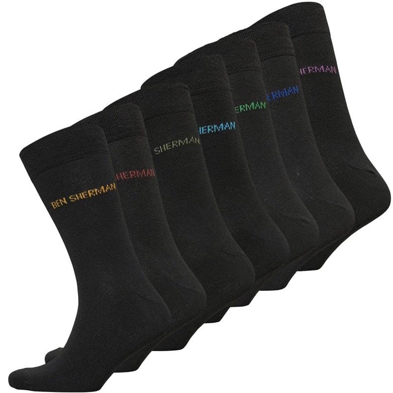 Ben Sherman Mens Hedgehunter Seven Pack Socks Pack A -black - Image 1