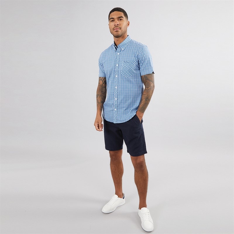 Ben Sherman Mens Short Sleeve House Check Shirt Wedgewood Blue - Image 4