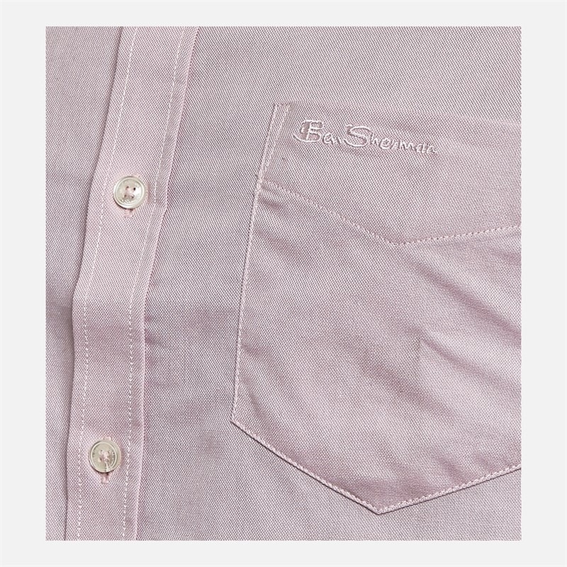 Ben Sherman Mens Short Sleeve Oxford Shirt Light Pink - Image 3