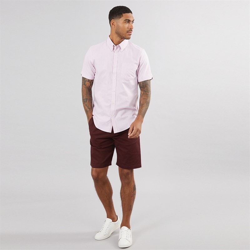 Ben Sherman Mens Short Sleeve Oxford Shirt Light Pink - Image 4