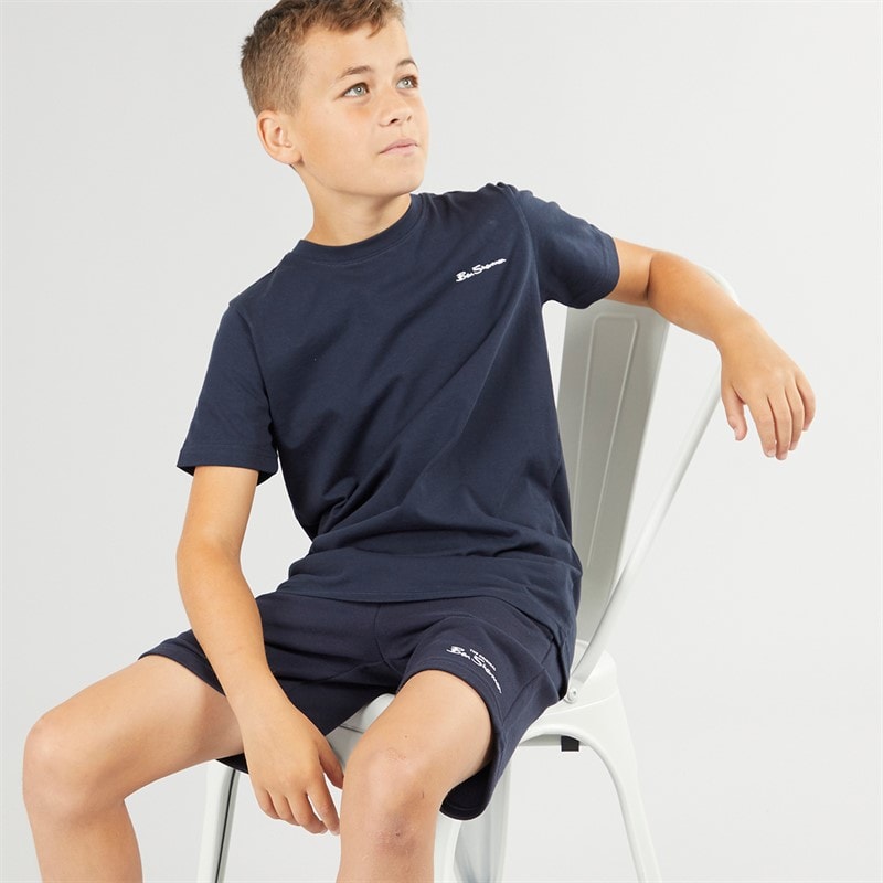 Ben Sherman Boys Script T-Shirt And Shorts Set Navy Blazer - Image 1