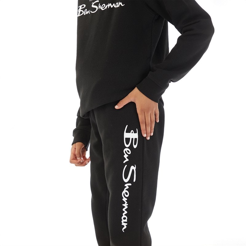 Ben Sherman Boys Big Sig Sweatshirt And Joggers Tracksuit Set Black - Image 3