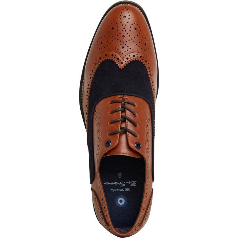 Ben Sherman Mens Dekka Brogue Shoes Tan/Navy - Image 4