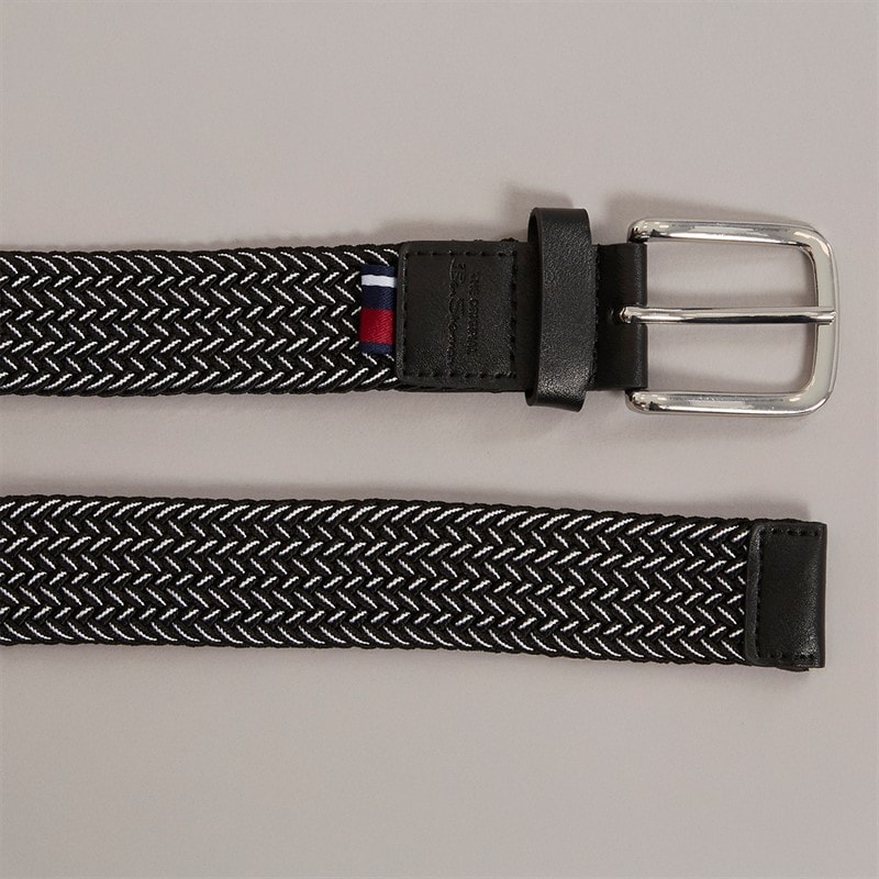 Ben Sherman Mens Plain Web Belt Black/Grey - Image 2
