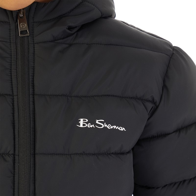 Ben Sherman Boys Classic Puffer Coat Black - Image 3