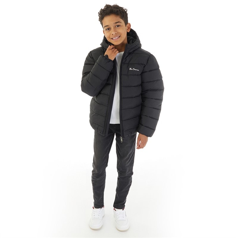 Ben Sherman Boys Classic Puffer Coat Black - Image 4