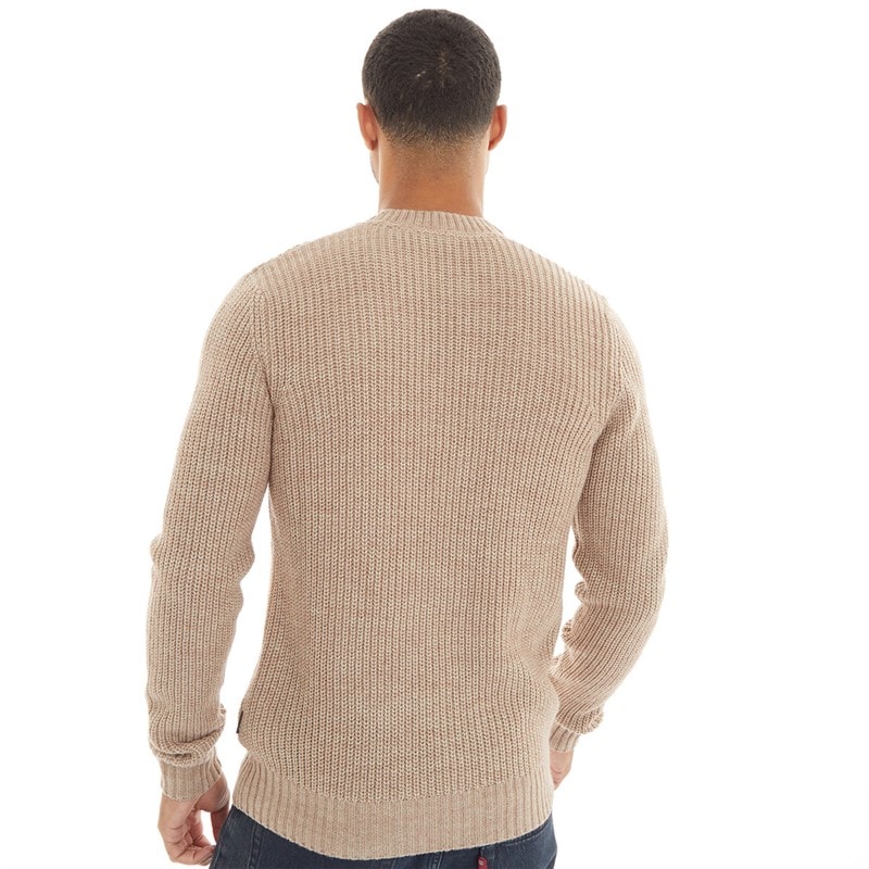 Ben Sherman Mens Twisted Yarn Crew Neck Jumper Oatmeal - Image 2