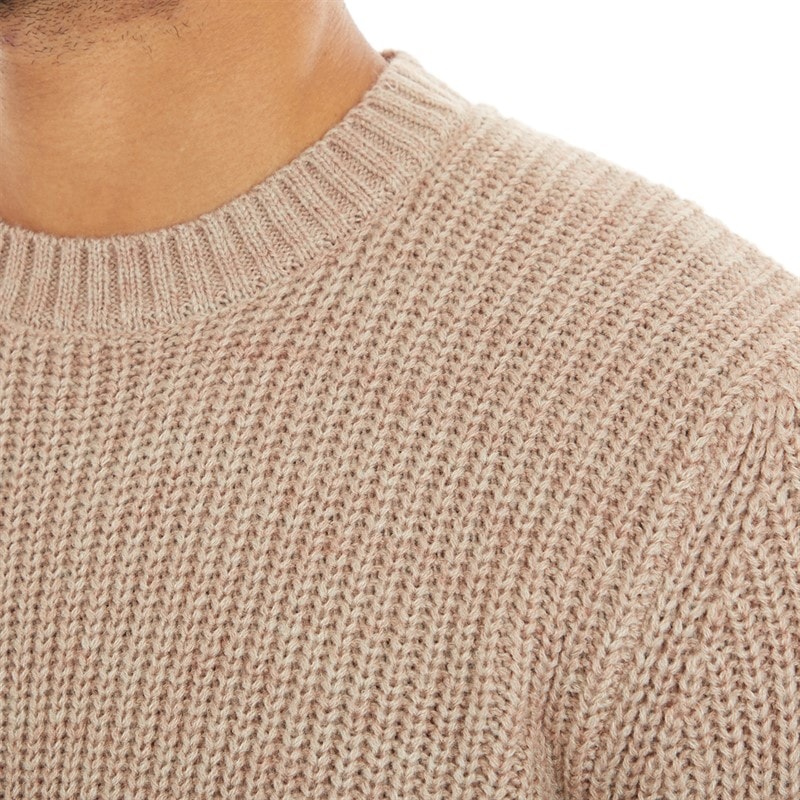 Ben Sherman Mens Twisted Yarn Crew Neck Jumper Oatmeal - Image 3