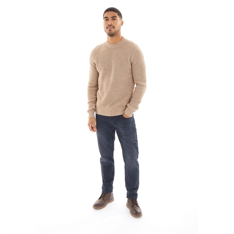 Ben Sherman Mens Twisted Yarn Crew Neck Jumper Oatmeal - Image 4
