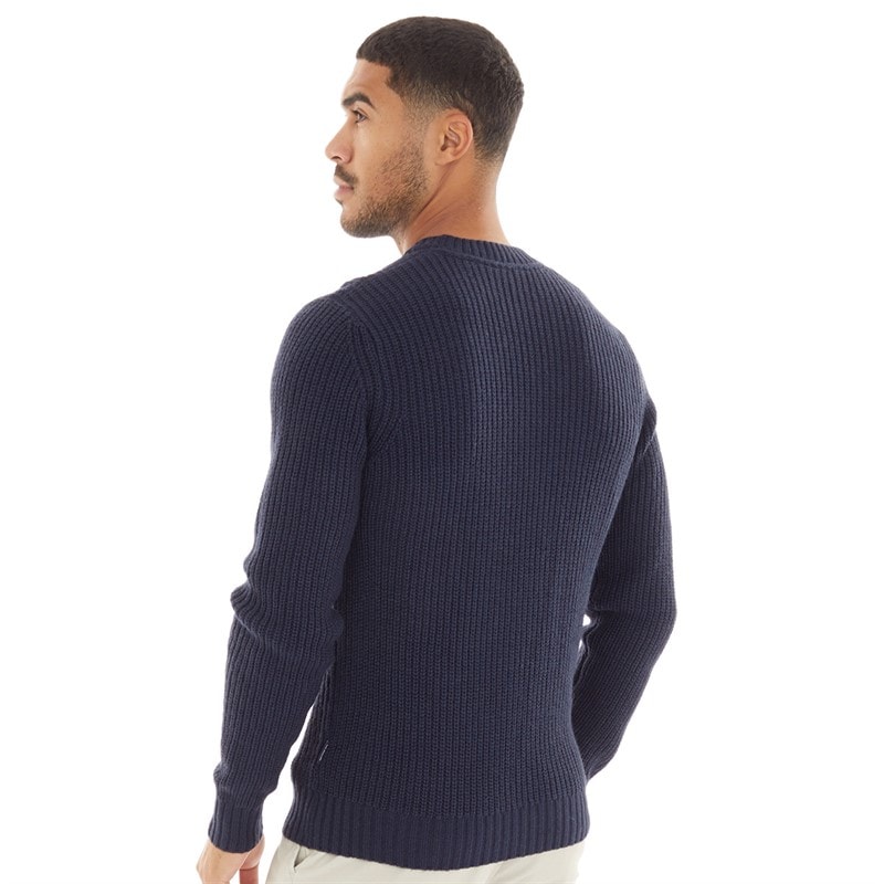 Ben Sherman Mens Twisted Yarn Crew Neck Jumper Dark Navy - Image 2