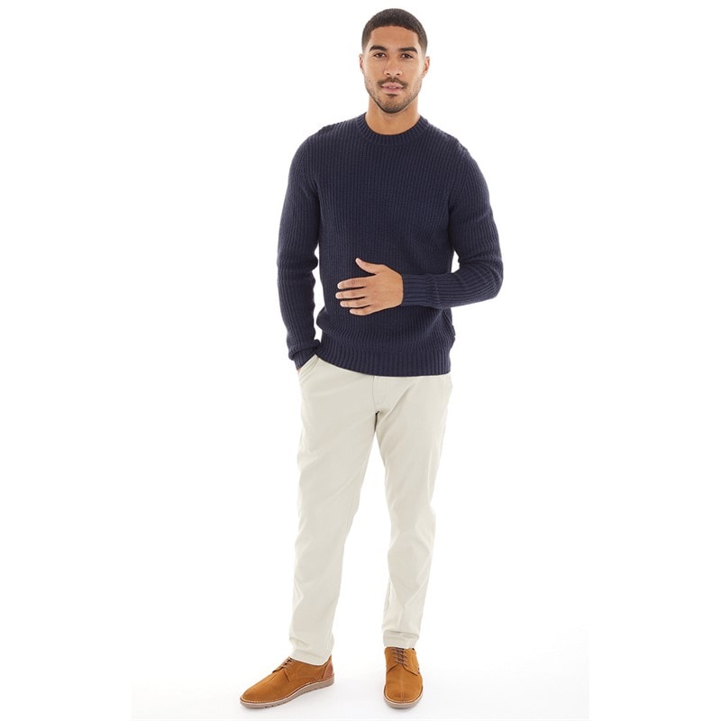 Ben Sherman Mens Twisted Yarn Crew Neck Jumper Dark Navy - Image 4