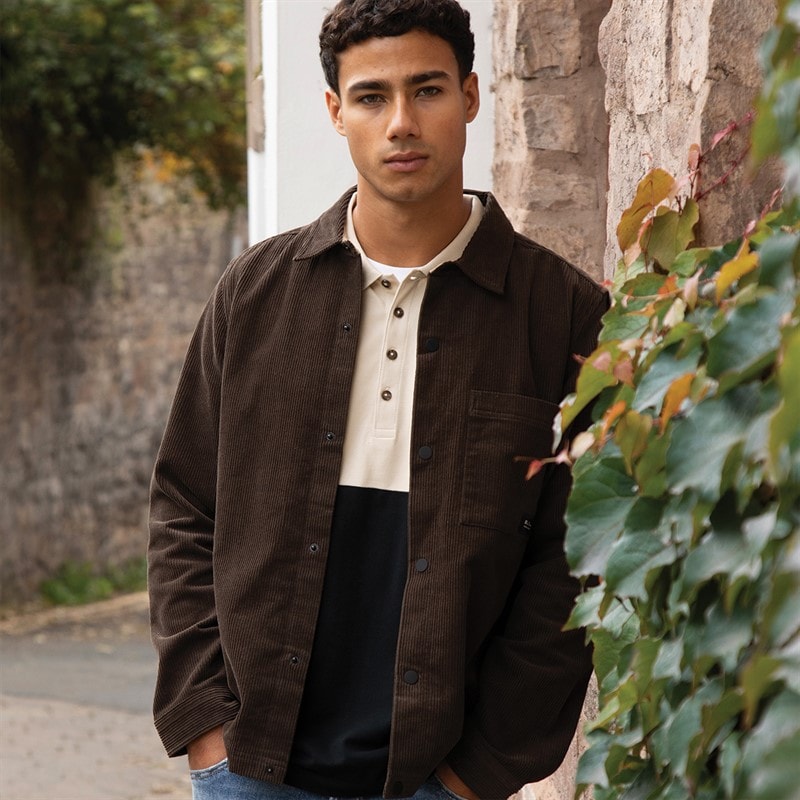 Ben Sherman Mens Cord Trucker Overshirt Brown - Image 5