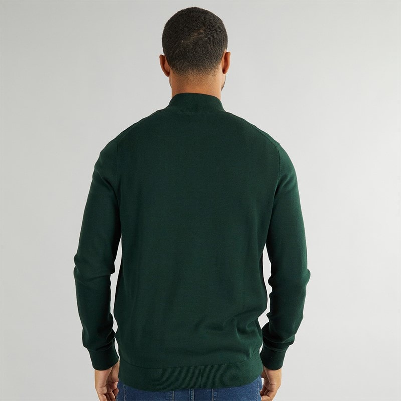 Ben Sherman Mens 1/4 Zip Funnel Neck Jumper Dark Green - Image 2