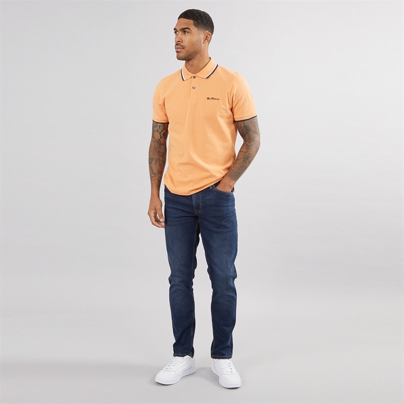Ben Sherman Mens Twin Tipped Polo Shirt Copper Orange - Image 3