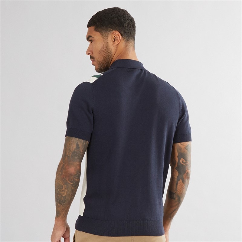 Ben Sherman Mens Vertical Stripe Polo Shirt Dark Navy - Image 2