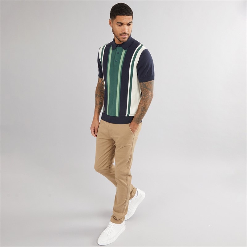Ben Sherman Mens Vertical Stripe Polo Shirt Dark Navy - Image 4
