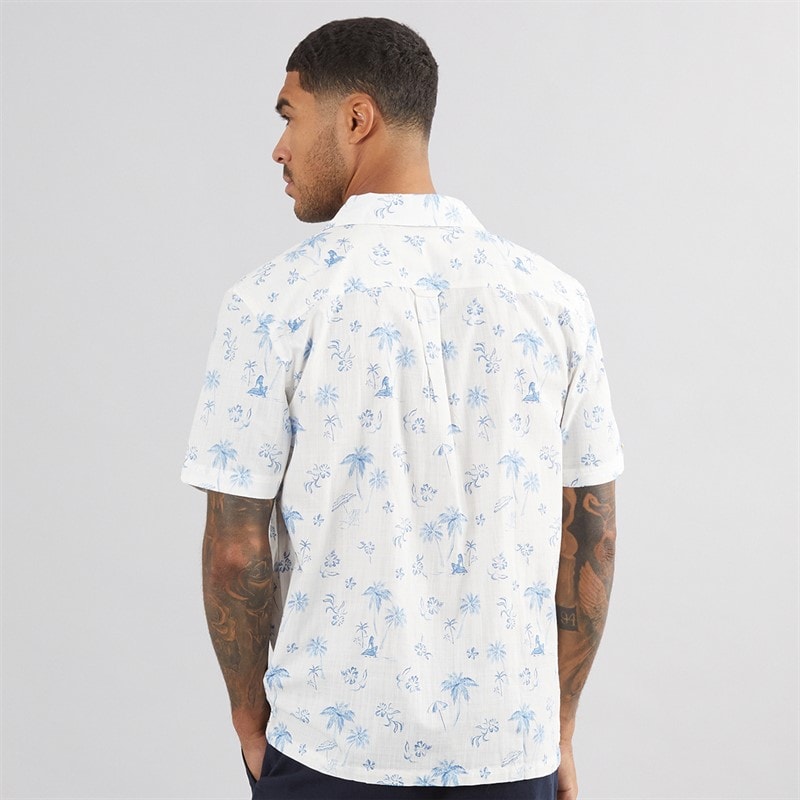 Ben Sherman Mens Short Sleeve Resort Print Shirt Ivory - Image 2