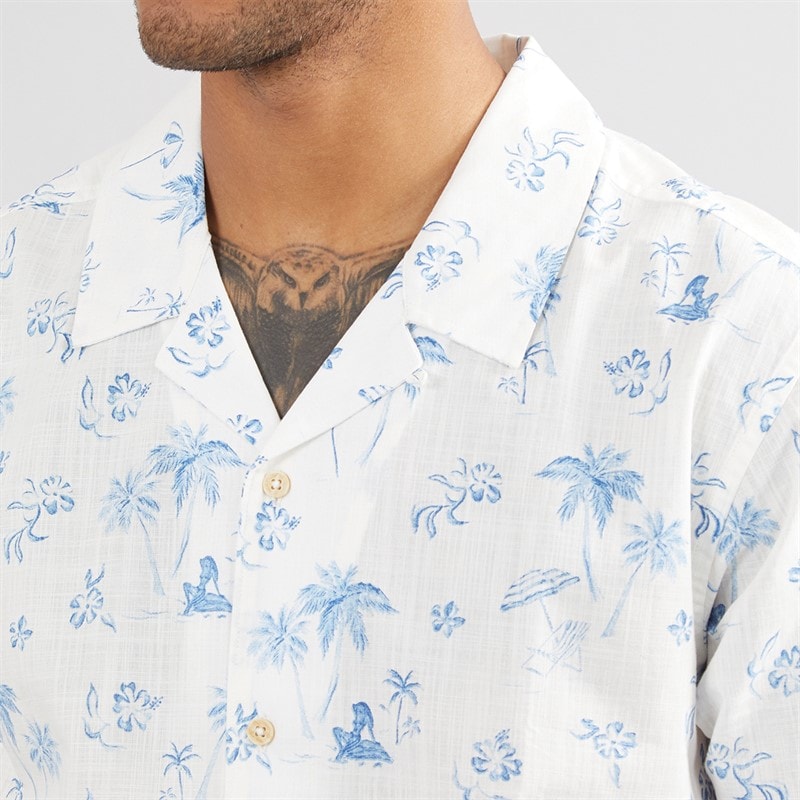 Ben Sherman Mens Short Sleeve Resort Print Shirt Ivory - Image 3
