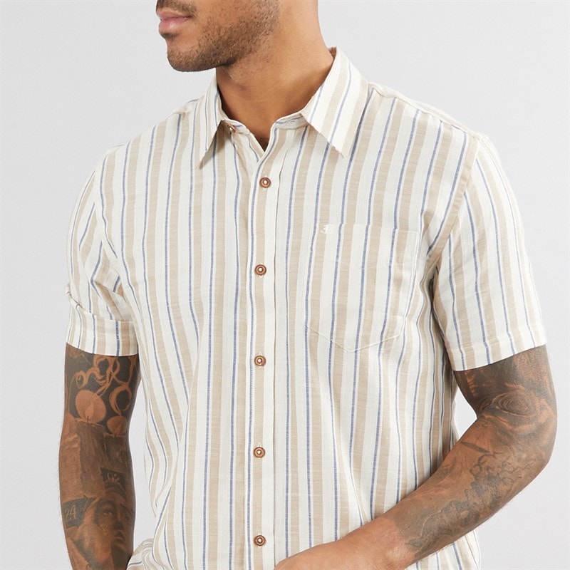 Ben Sherman Mens Short Sleeve Mod Stripe Shirt Fog - Image 3
