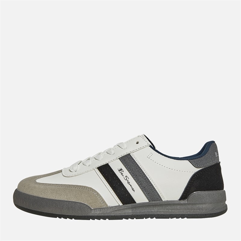 Ben Sherman Mens Sokka Stripe Trainers White/Grey/Black