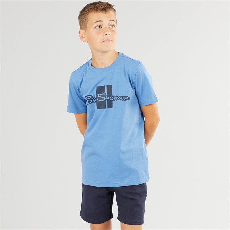Ben Sherman Boys Graphic T-Shirt And Shorts Set Campanula - Image 1