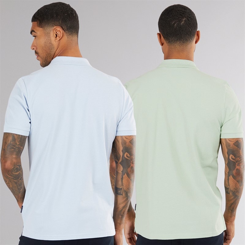 Ben Sherman Mens Two Pack Polo Shirts Mint/Pale Blue - Image 2