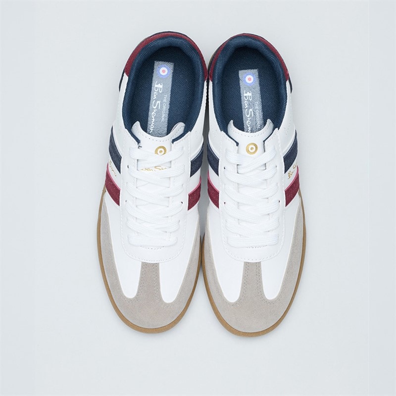 Ben Sherman Mens Sokka Stripe Trainers White/Navy/Red - Image 3