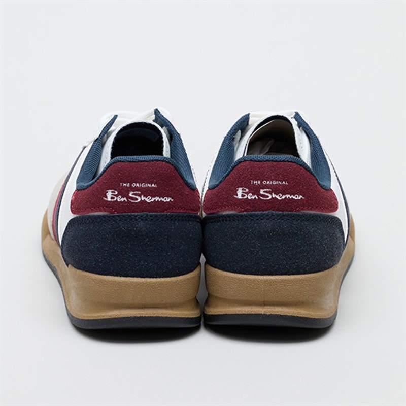 Ben Sherman Mens Sokka Stripe Trainers White/Navy/Red - Image 4