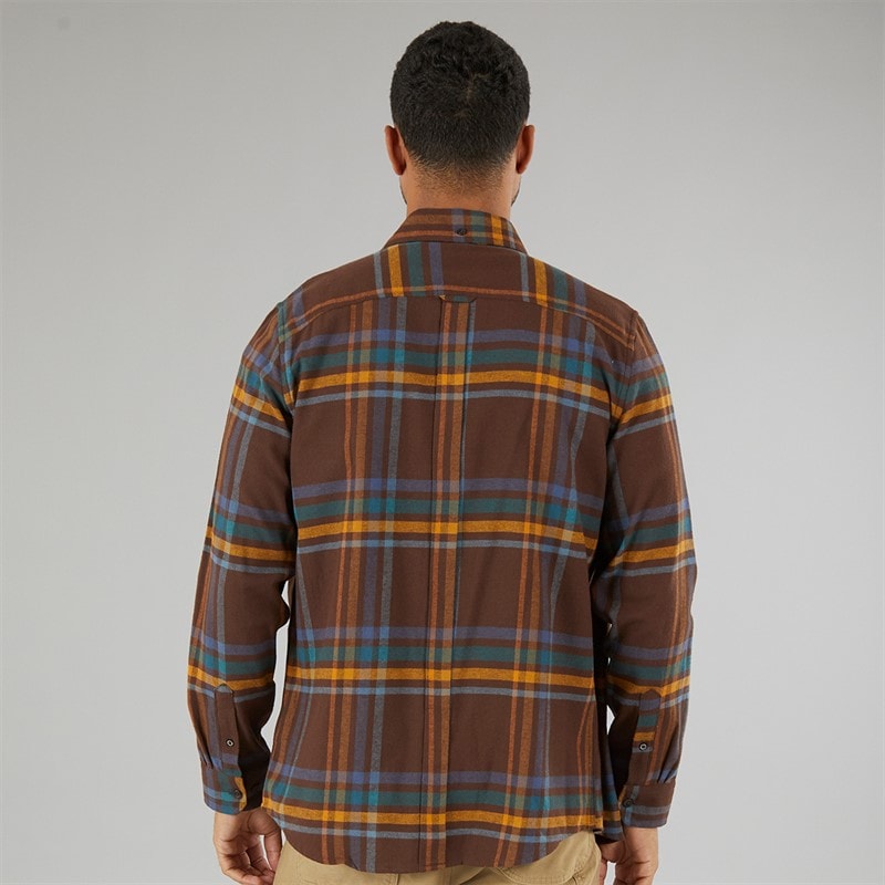 Ben Sherman Mens Long Sleeve Oversized Brushed Check Shirt Dark Brown - Image 2