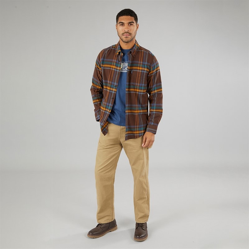 Ben Sherman Mens Long Sleeve Oversized Brushed Check Shirt Dark Brown - Image 3