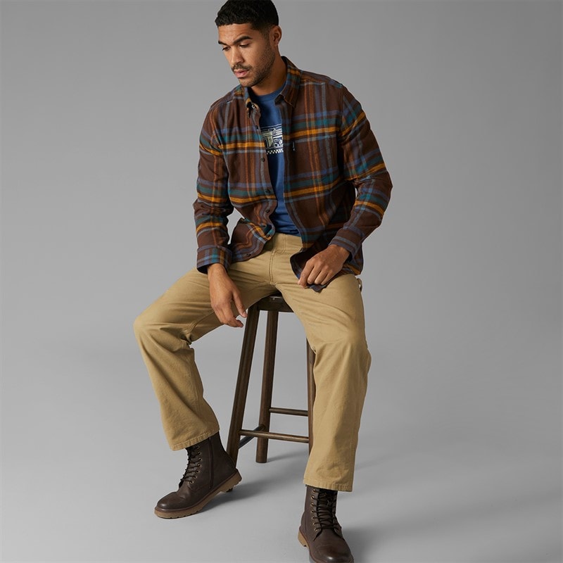 Ben Sherman Mens Long Sleeve Oversized Brushed Check Shirt Dark Brown - Image 4