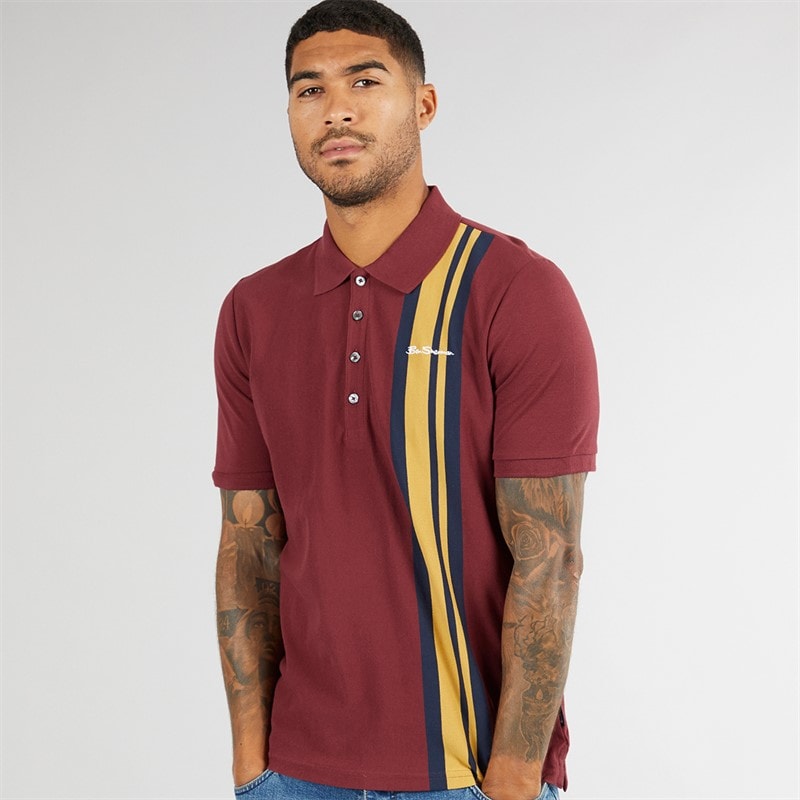 Ben Sherman Mens House Mod Polo Shirt Wine - Image 1