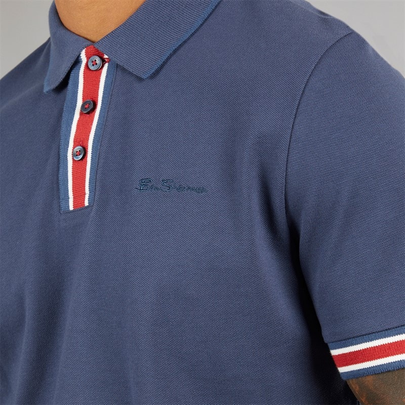 Ben Sherman Mens Placket Interest Polo Shirt Dark Blue - Image 3