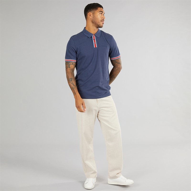 Ben Sherman Mens Placket Interest Polo Shirt Dark Blue - Image 4