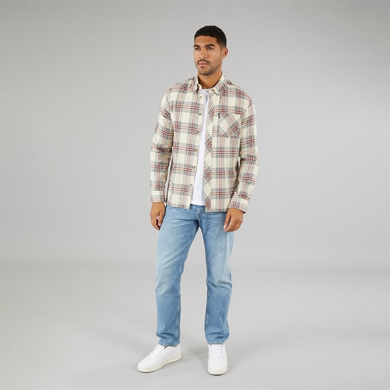 Ben Sherman Mens Long Sleeve Grid Check Shirt Fog - Image 4