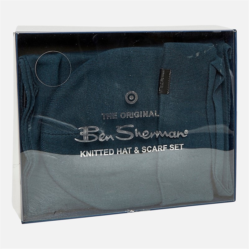 Ben Sherman Mens Fareham Beanie And Scarf Set Petrol - Image 4