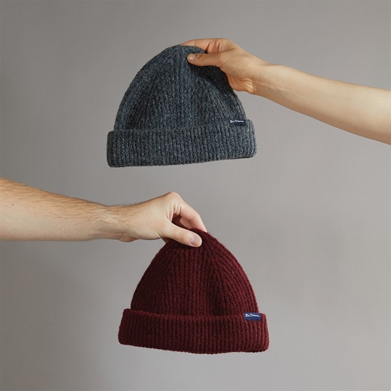 Ben Sherman Mens Two Pack Beanies Slate/Burgundy - Image 3
