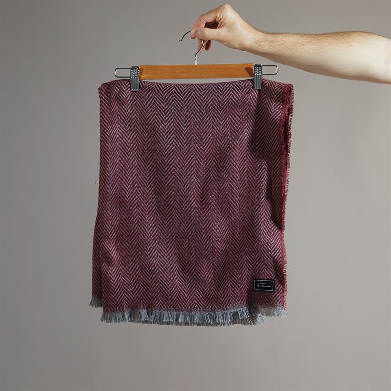 Ben Sherman Mens Eastney Soft Touch Long Scarf Slate/Burgundy - Image 3