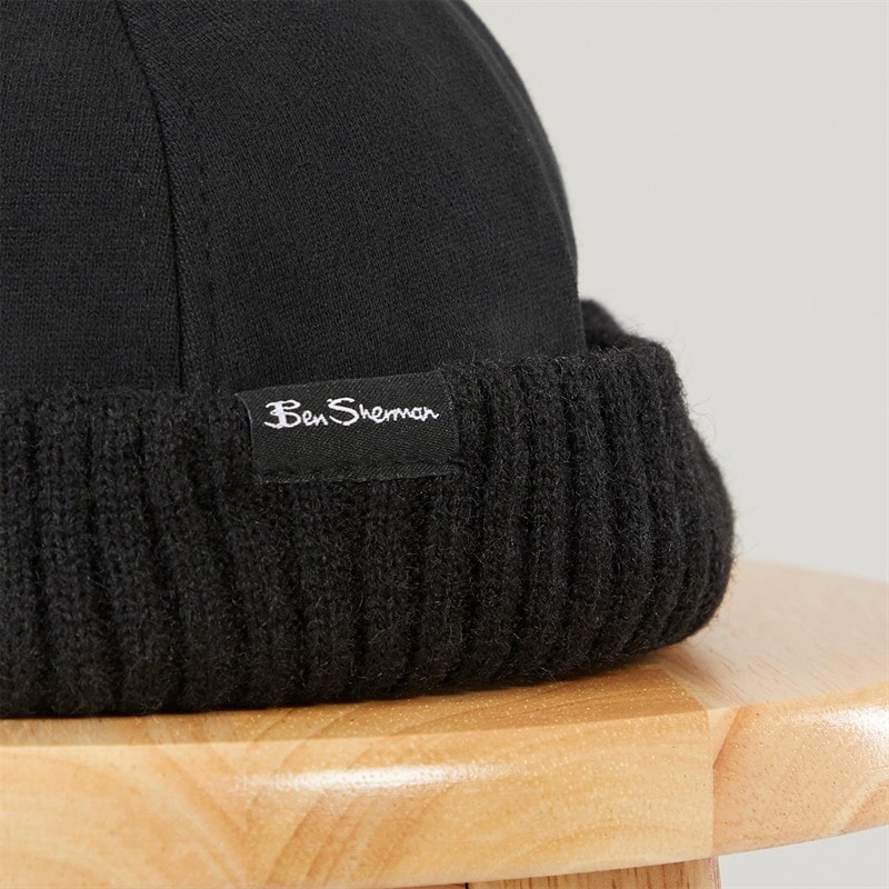 Ben Sherman Mens Brokey Docker Beanie Black - Image 3