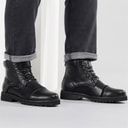 Ben Sherman Mens Chesterley Toe Cap Boots Black Tumble