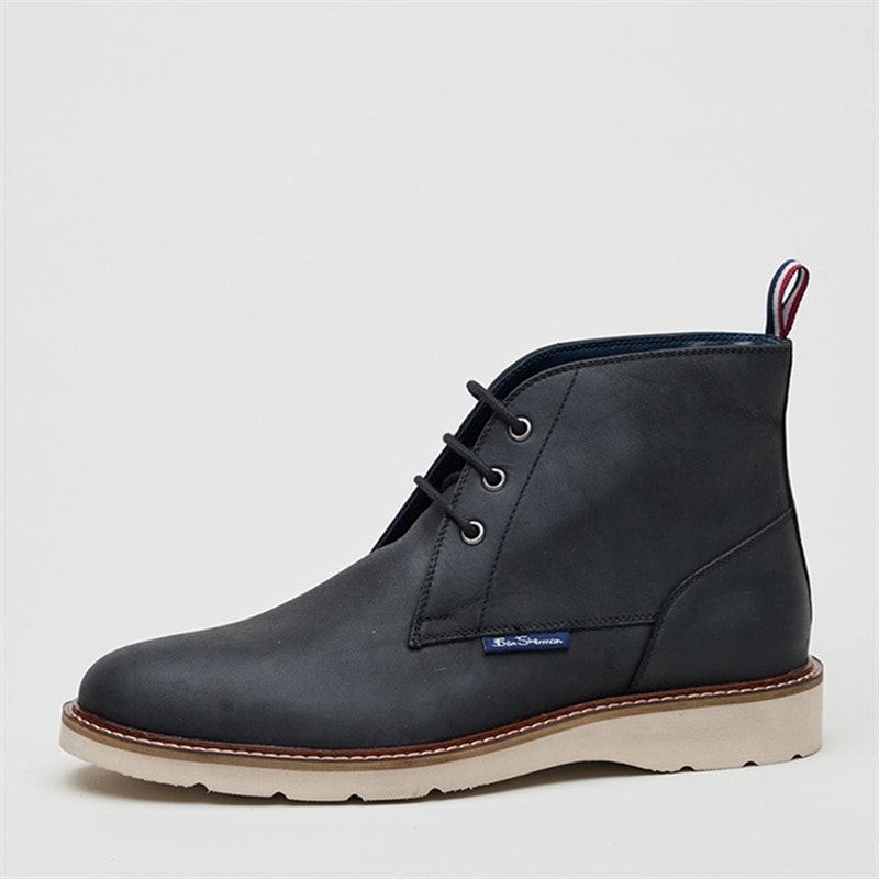 Ben Sherman Mens Hampton Chukka Boots Black Waxy