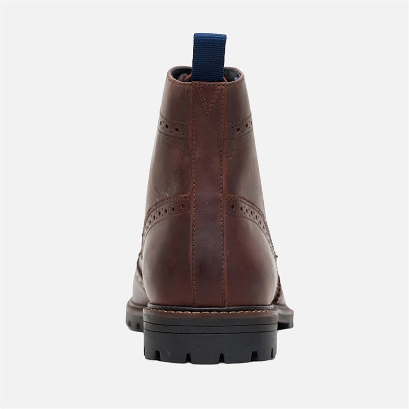 Ben Sherman Mens Duke Leather Brogue Boots Waxy Brown - Image 3