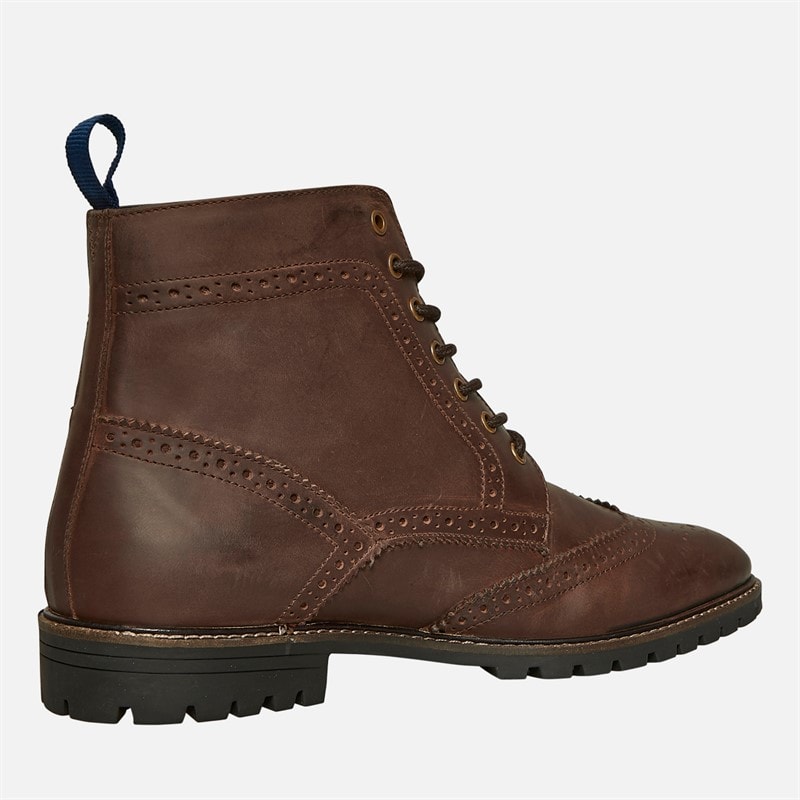 Ben Sherman Mens Duke Leather Brogue Boots Waxy Brown - Image 5