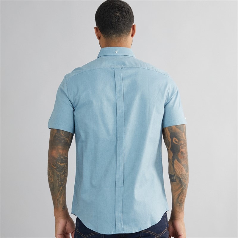 Ben Sherman Mens Short Sleeve Oxford Shirt Blue Shadow - Image 2