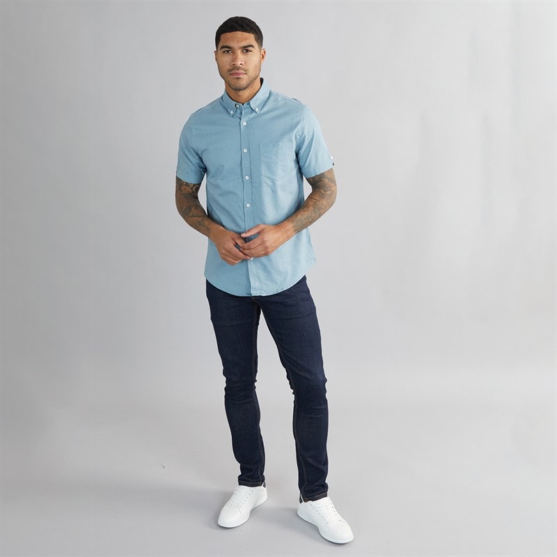 Ben Sherman Mens Short Sleeve Oxford Shirt Blue Shadow - Image 3