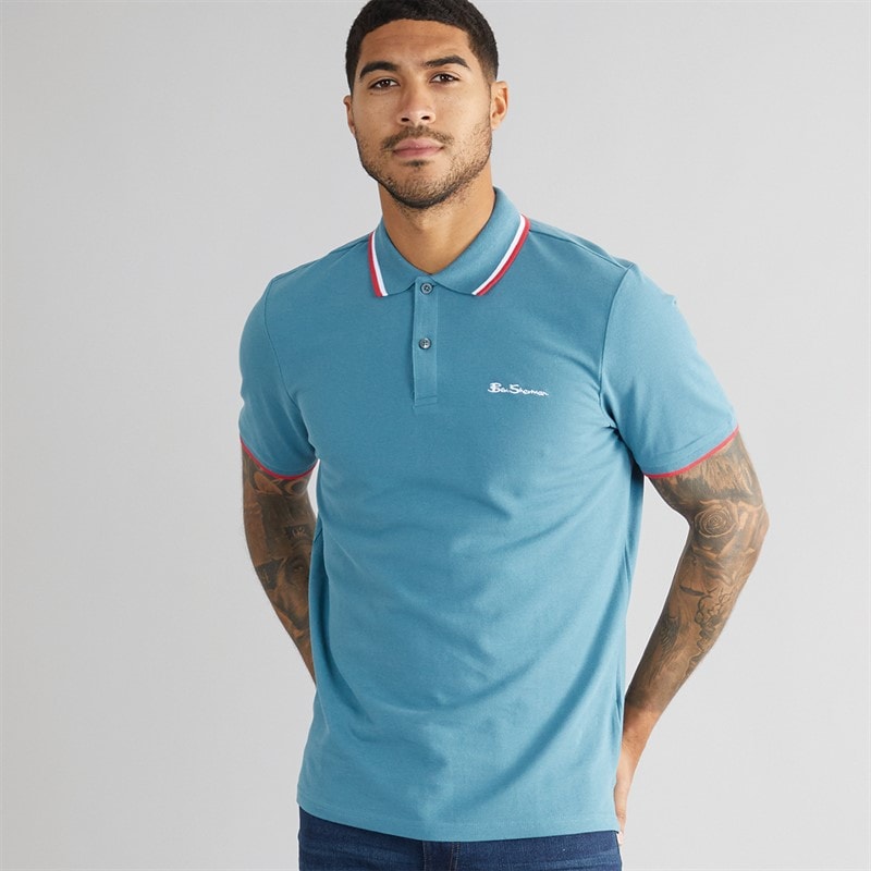 Ben Sherman Mens Twin Tipped Polo Shirt Teal - Image 1