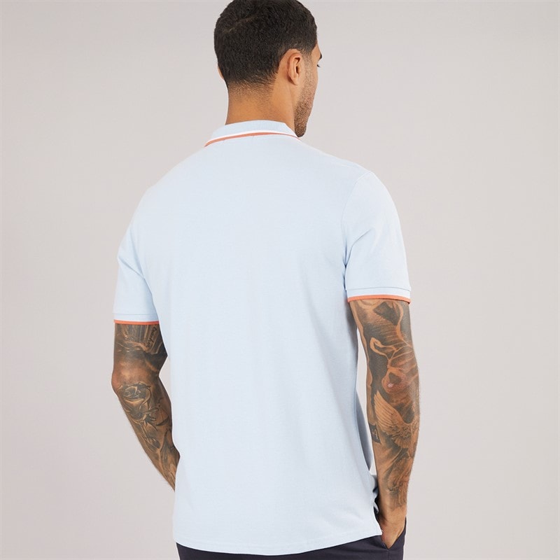 Ben Sherman Mens Twin Tipped Polo Shirt Pale Blue - Image 2