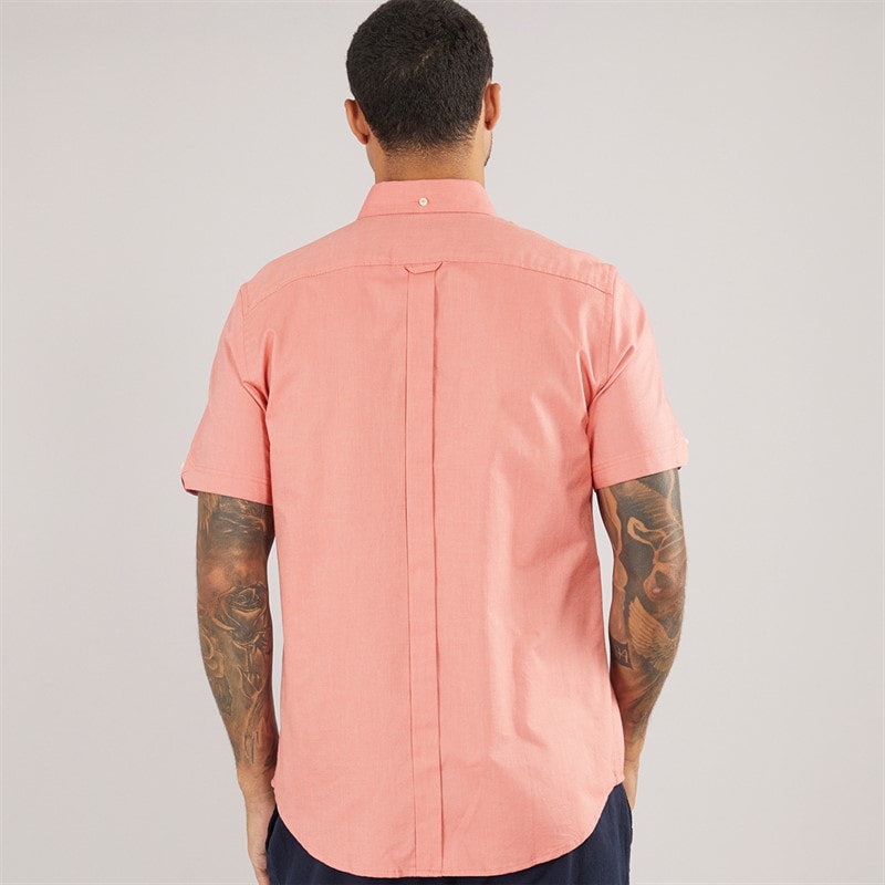 Ben Sherman Mens Short Sleeve Oxford Shirt Raspberry - Image 2